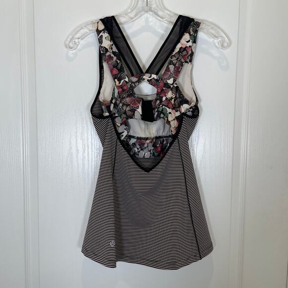 Lululemon Super Sport Tank Top Built in Bra Striped Butterfly Print 6 - Picture 4 of 6